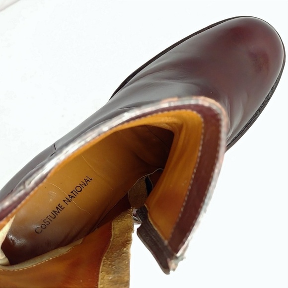 CNC Costume National Zip Up Luxury Runway burgundy 70’s calf leather Boots - Picture 7 of 10
